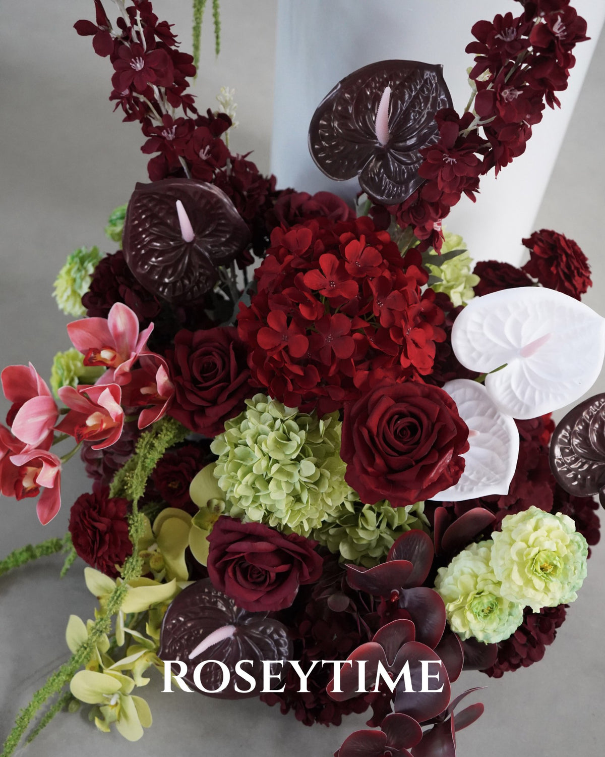 Roseytime Burgundy Mosscurl Flower Set #RTS021