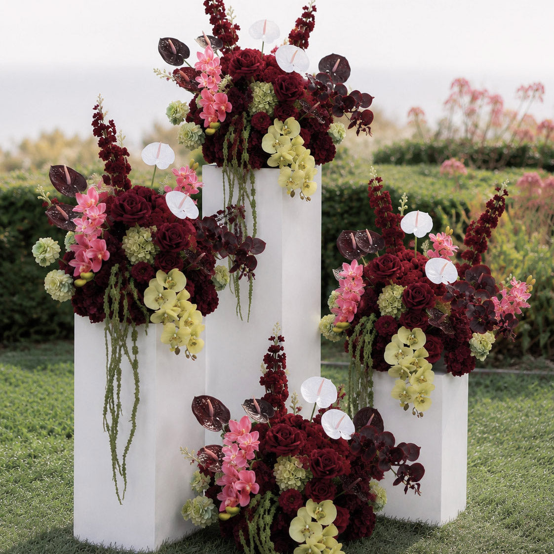 Roseytime Burgundy Mosscurl Flower Set #RTS021