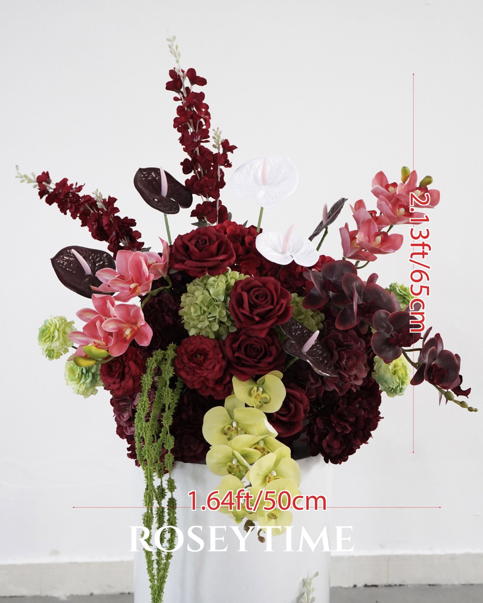 Roseytime Burgundy Mosscurl Flower Set #RTS021