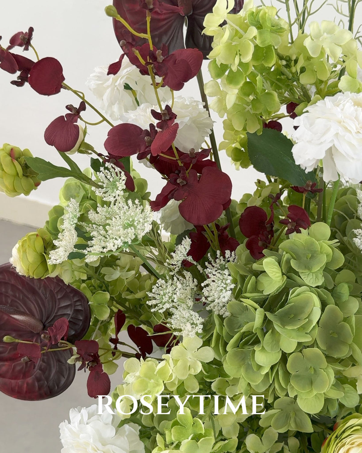 Roseytime Burgundy&Green Flower Set #RTS026