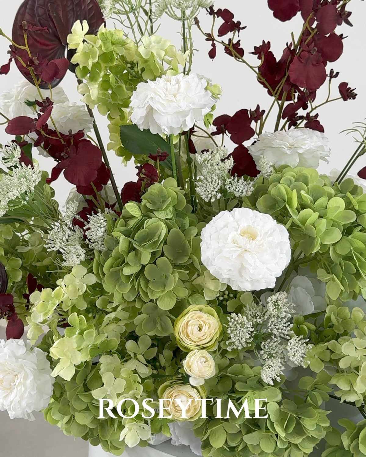 Roseytime Burgundy&Green Flower Set #RTS026