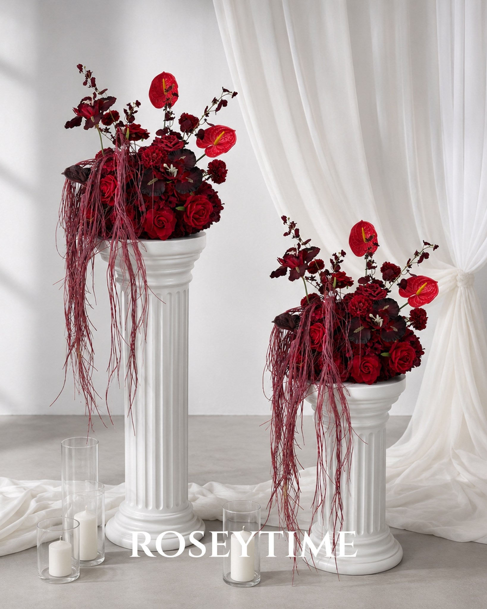 Roseytime Vermilion Veil Flower Set #RTS032