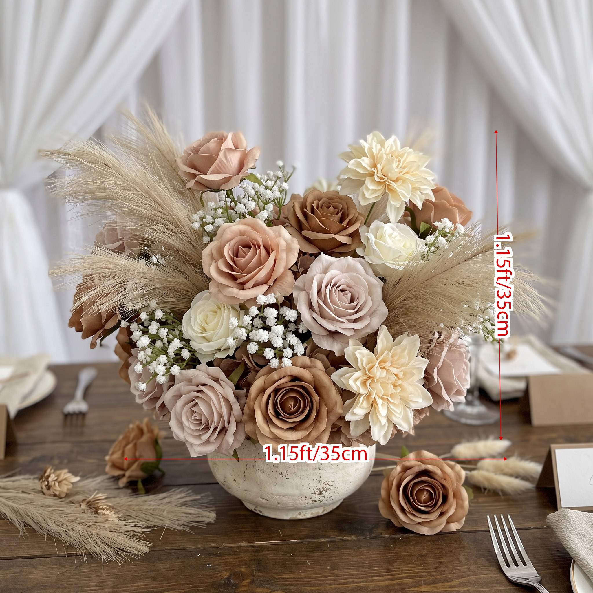 Roseytime Mocha Dune Small Table Flower Arrangement #RTT011