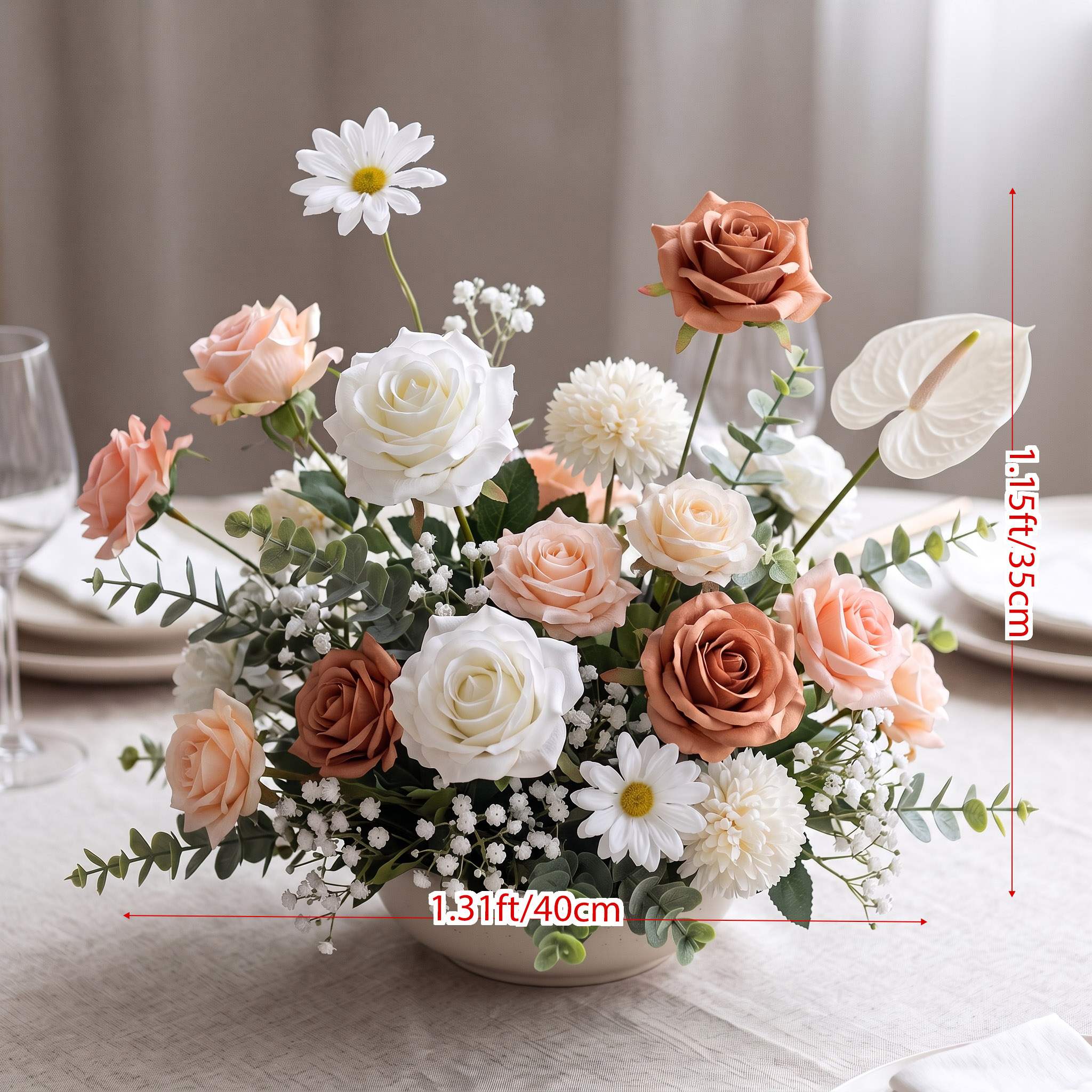 Roseytime Cinnamon Lace Small Table Flower Arrangement #RTT015