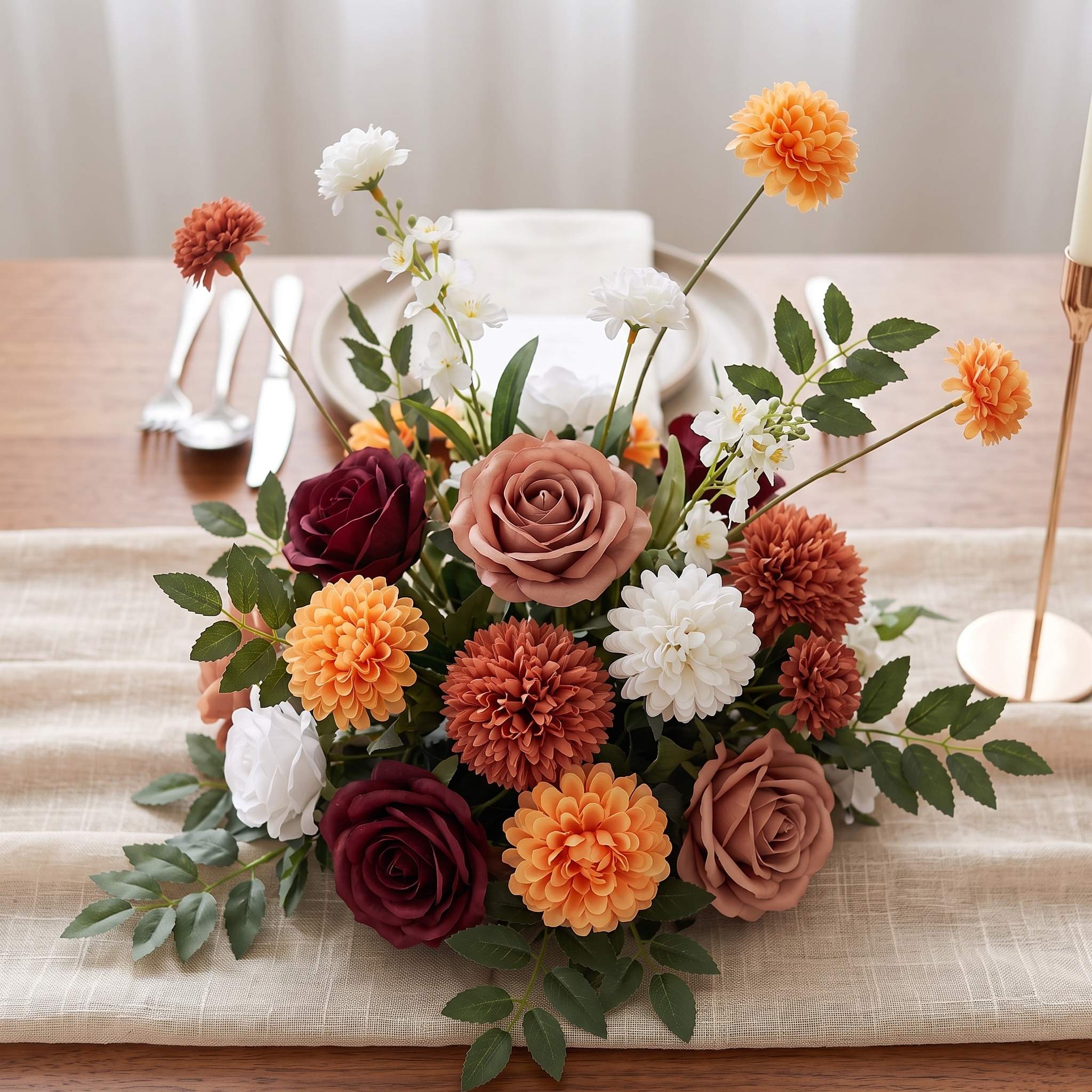 Roseytime Bordeaux Harvest Small Table Flower Arrangement #RTT016