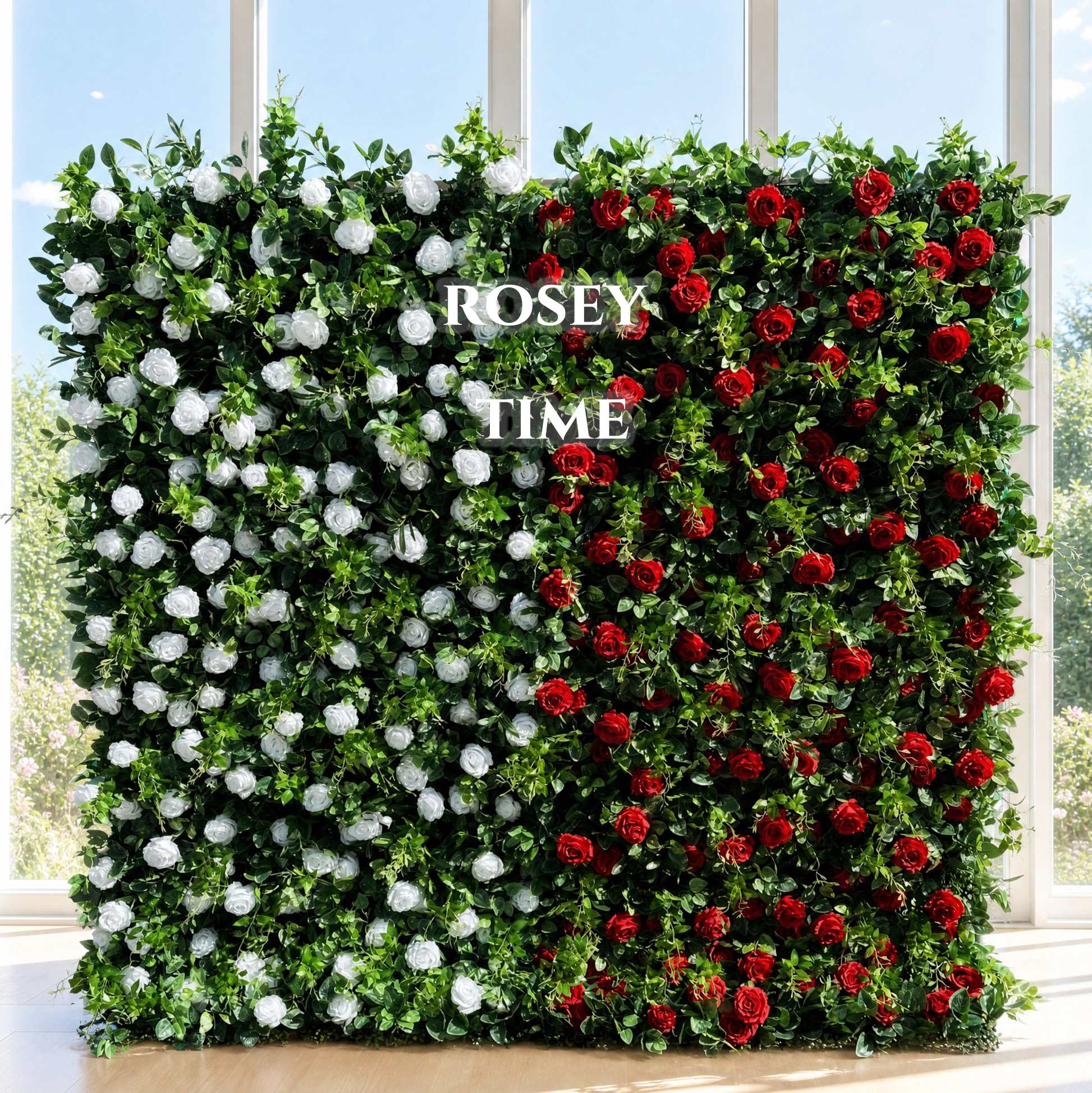 Roseytime 3D Wedding Flower Wall Roll Up Fabric Back #RTW013