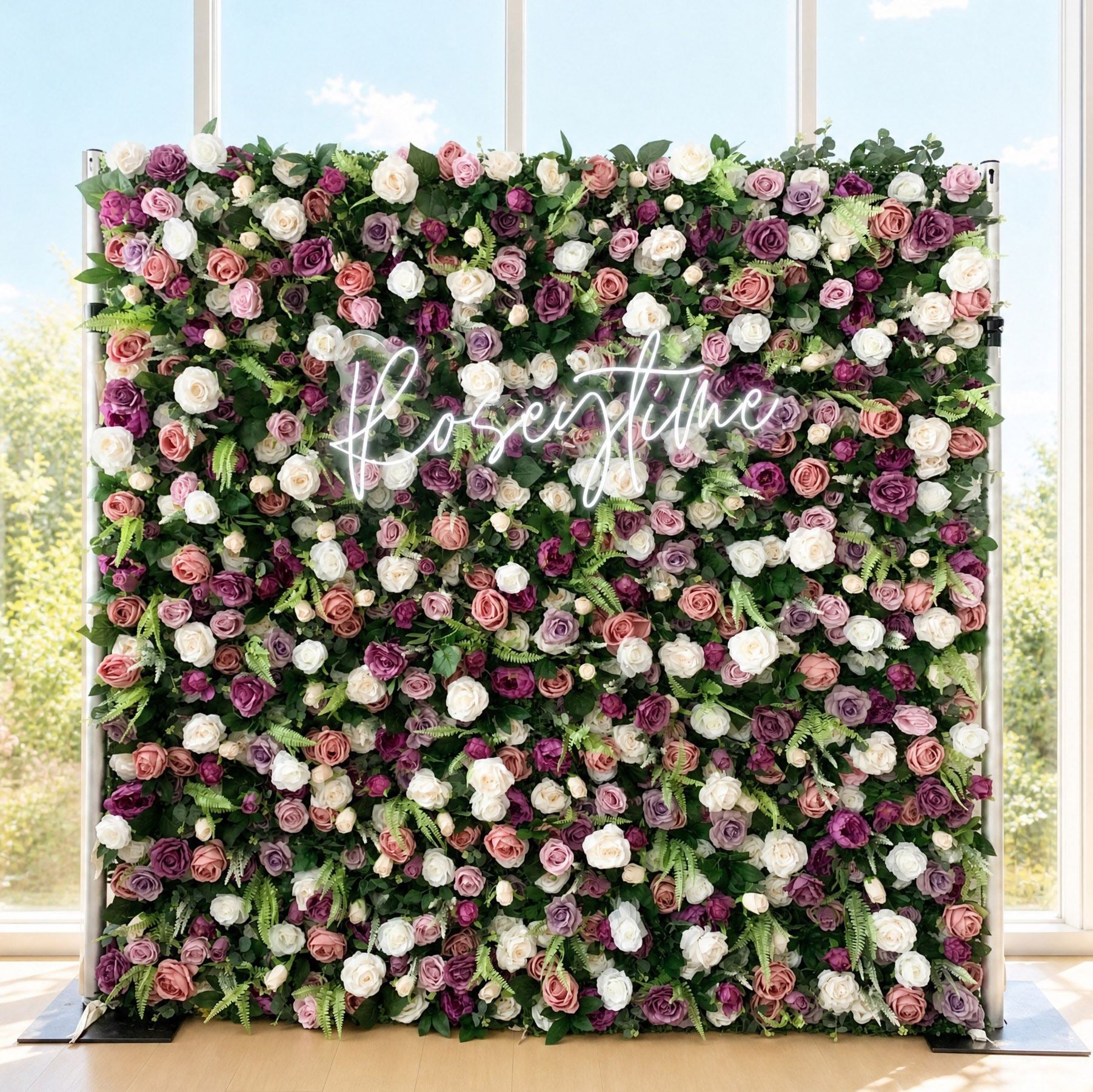 Roseytime 3D Flower Wall Roll Up Fabric Back #RTW036