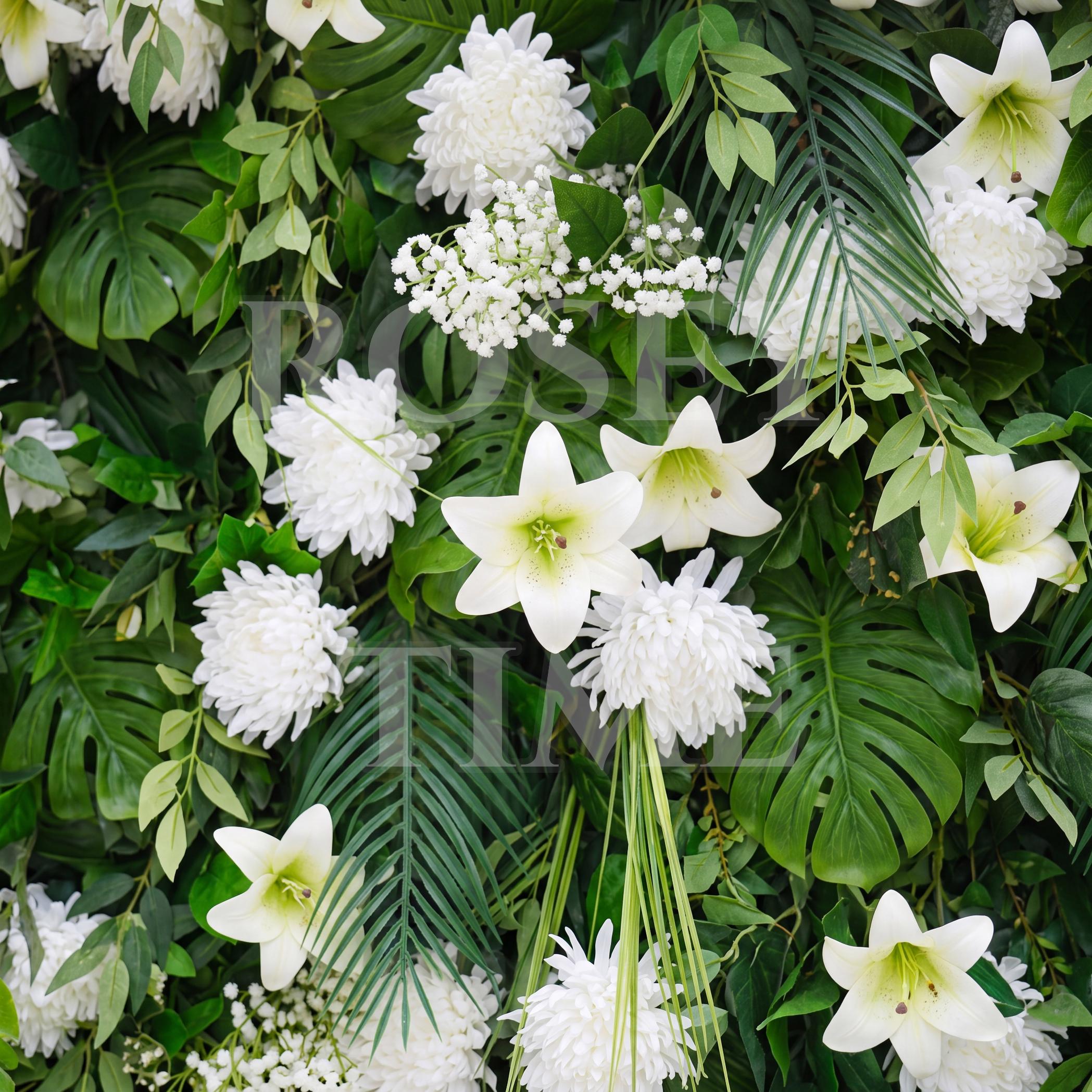 NEW SALE: 5D White&Green Flower Wall Roll Up Fabric Back #RTW072