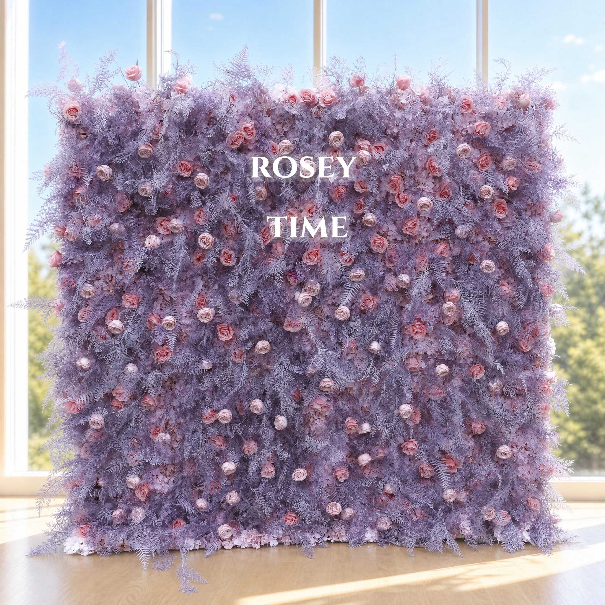 Roseytime 5D Purple Pampas Flower Wall Roll Up Fabric Back #RTW092
