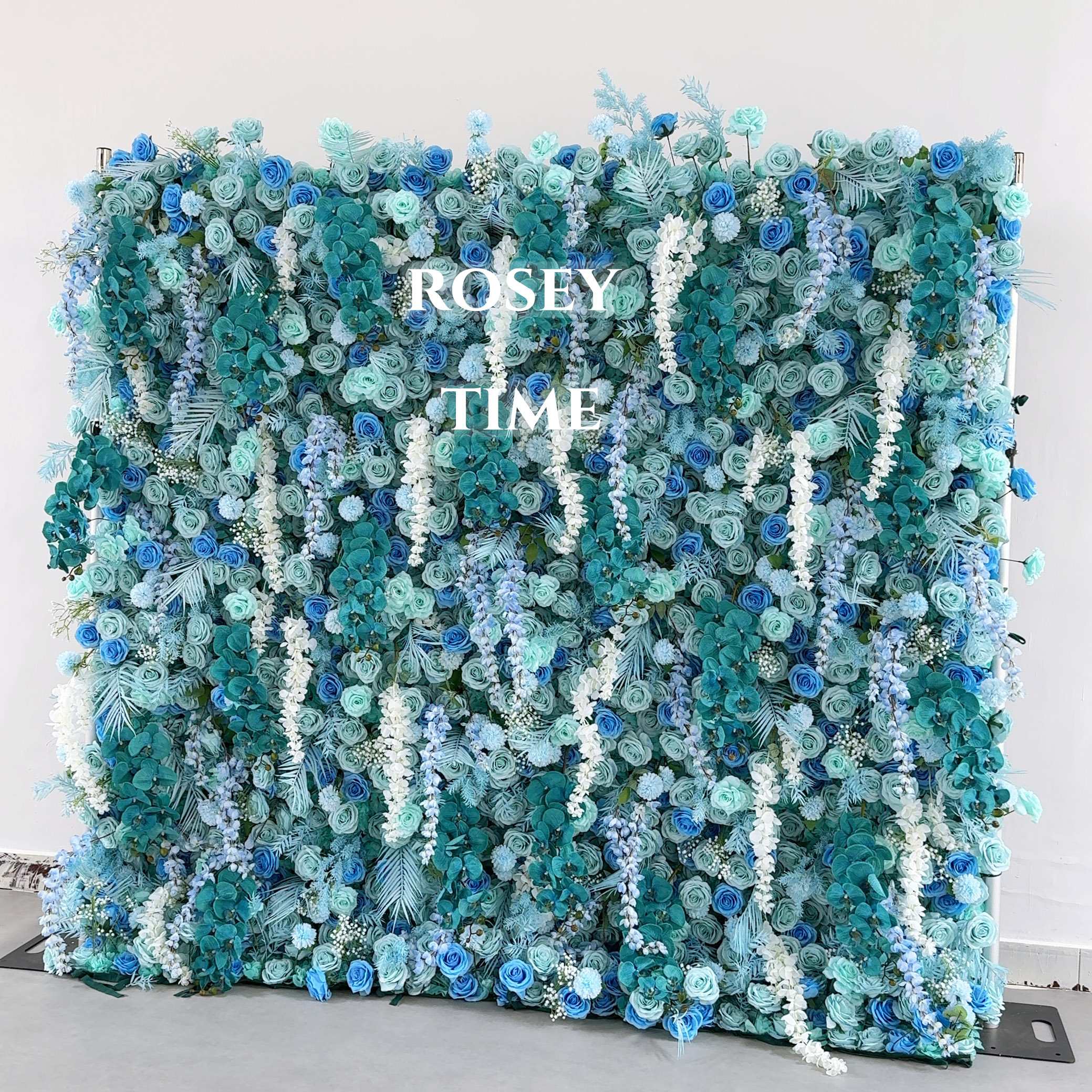 Roseytime 5D Blue Flower Wall Roll Up Fabric Back #RTW177