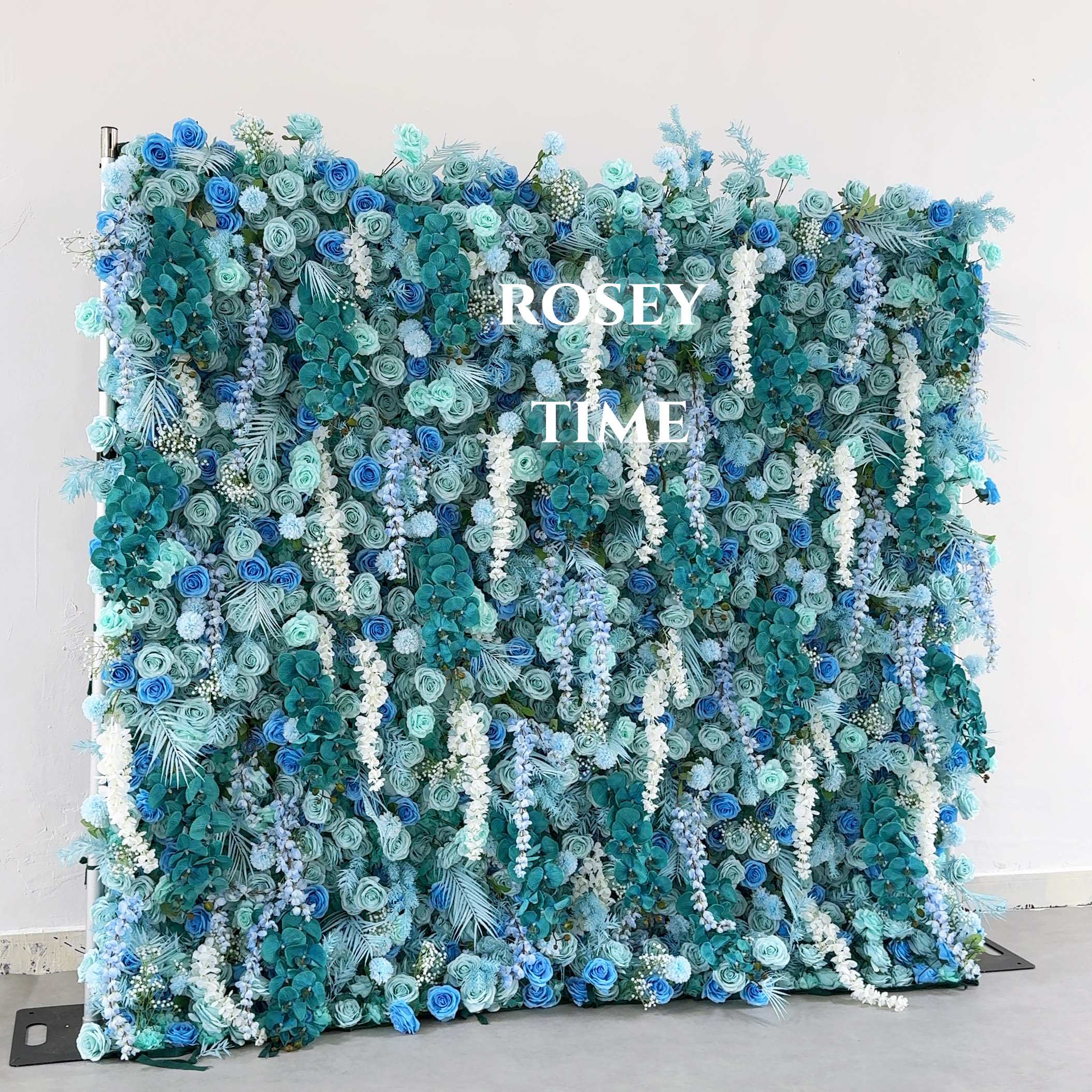 Roseytime 5D Blue Flower Wall Roll Up Fabric Back #RTW177