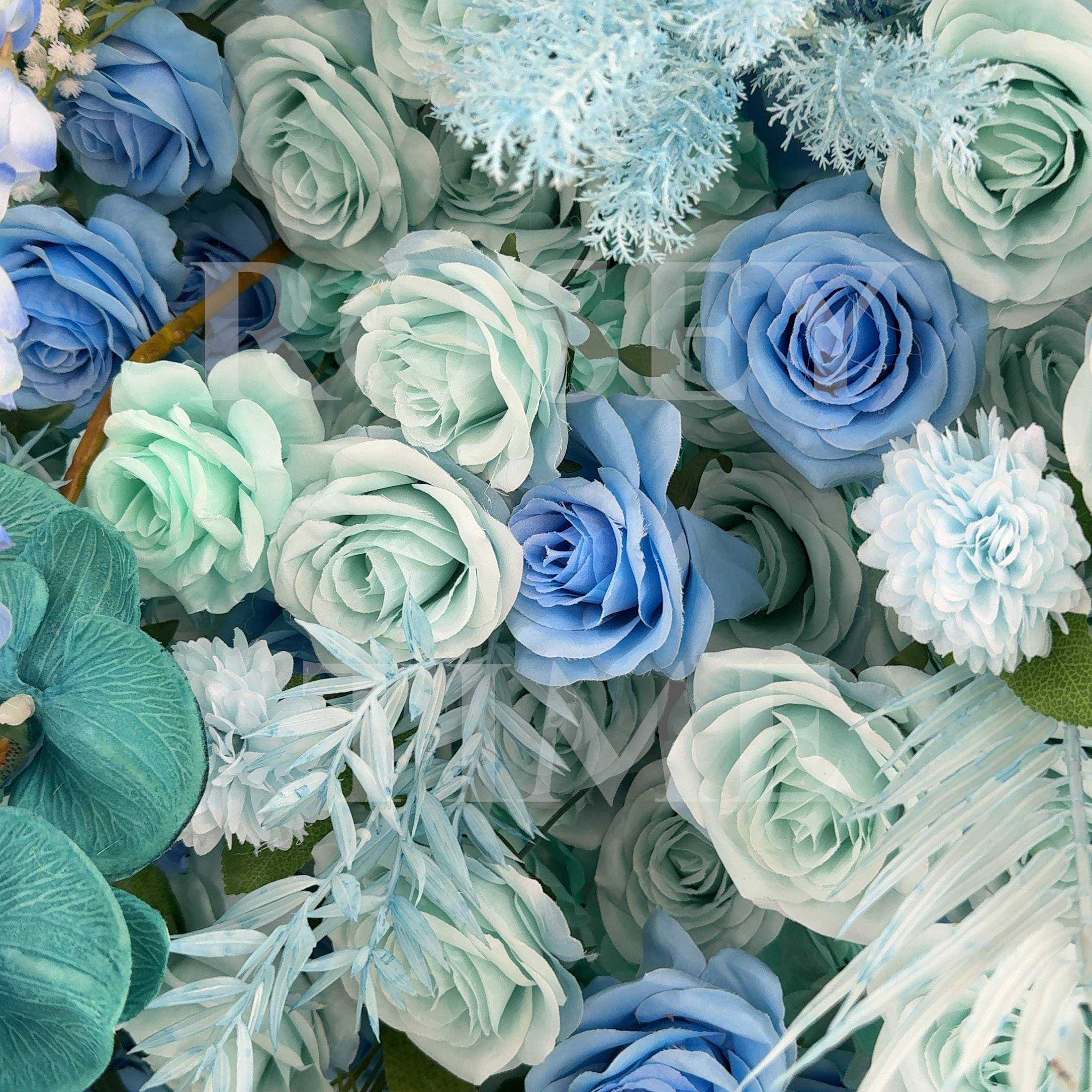 Roseytime 5D Blue Flower Wall Roll Up Fabric Back #RTW177