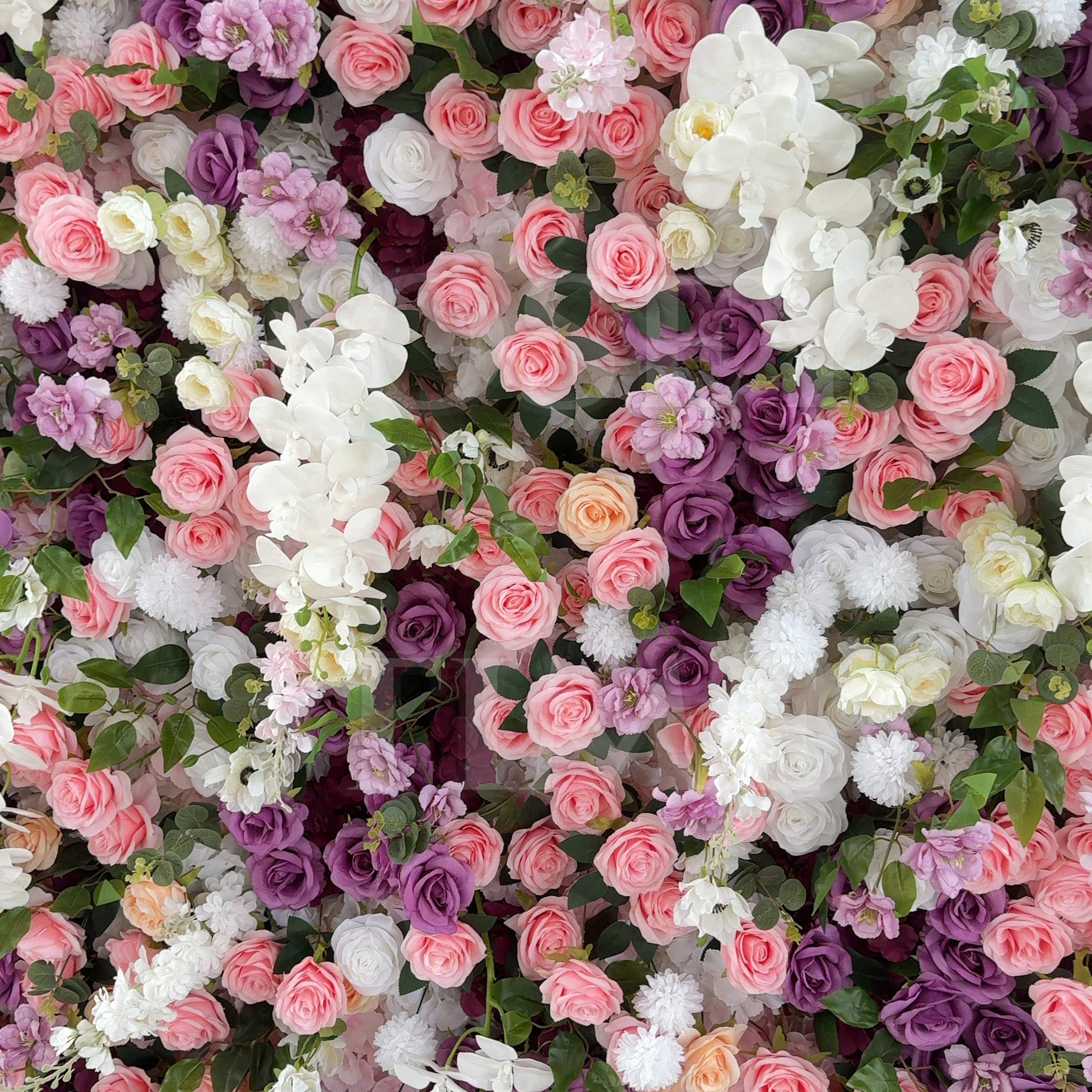 Roseytime 5D Purple&Pink Flower Wall Roll Up Fabric Back #RTW296