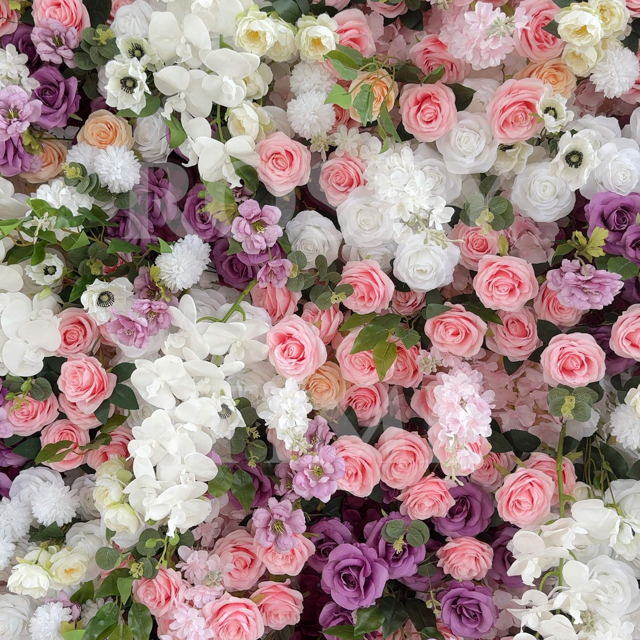 Roseytime 5D Purple&Pink Flower Wall Roll Up Fabric Back #RTW296