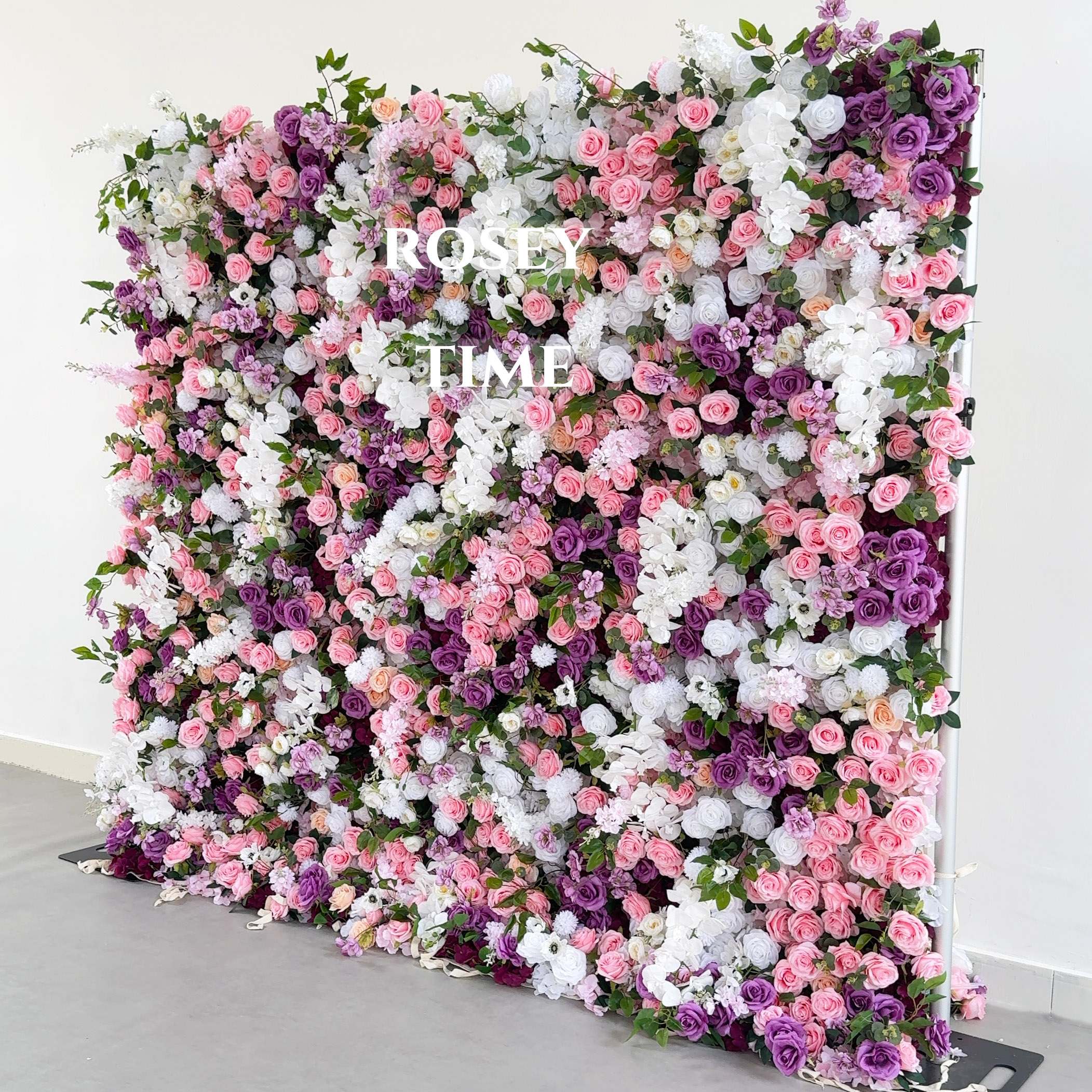 Roseytime 5D Purple&Pink Flower Wall Roll Up Fabric Back #RTW296