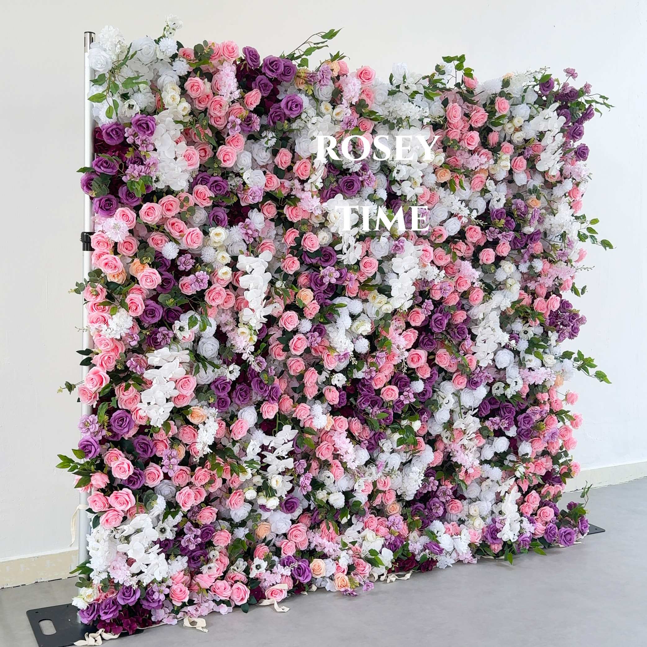 Roseytime 5D Purple&Pink Flower Wall Roll Up Fabric Back #RTW296