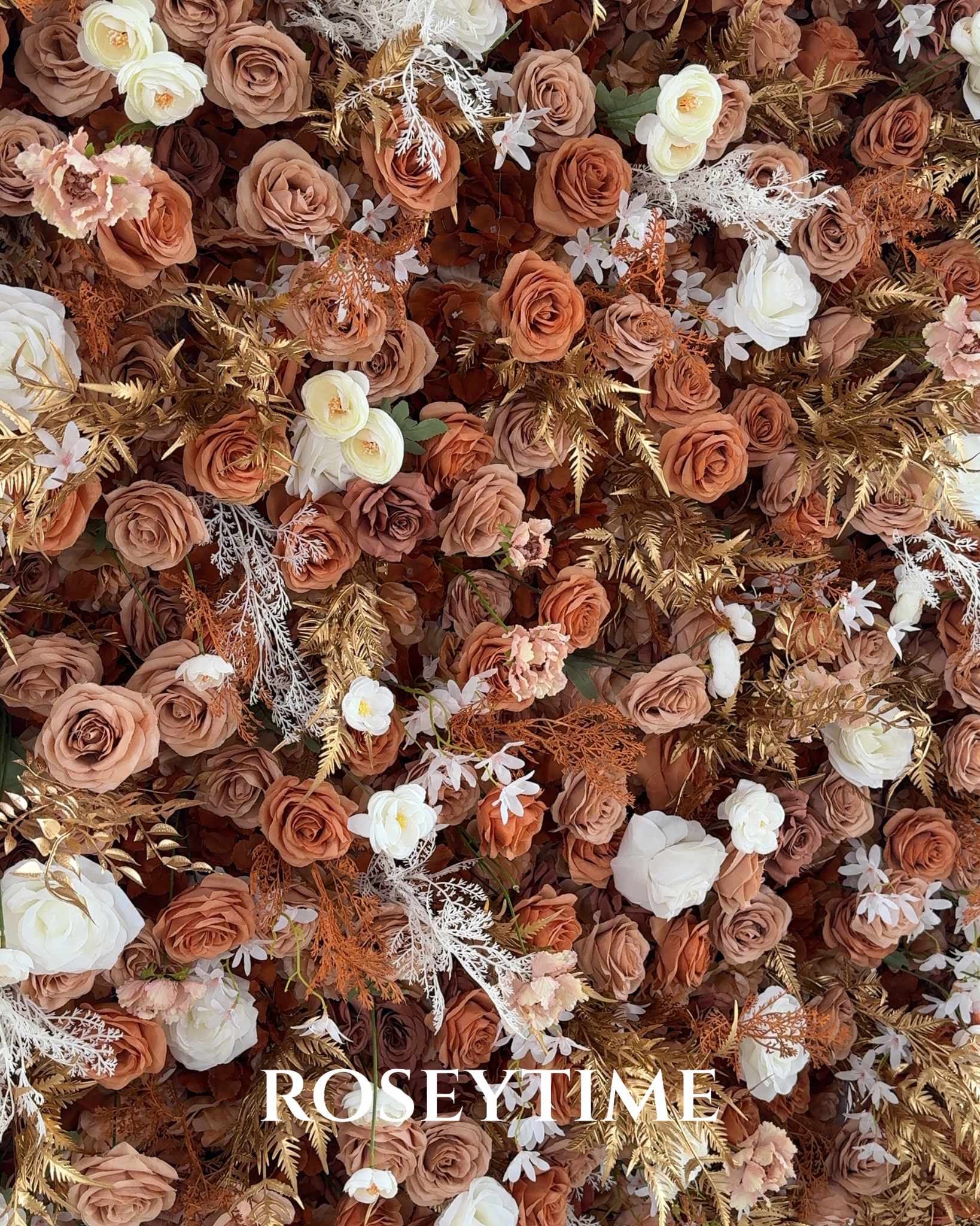 Roseytime 5D Brown Flower Wall Roll Up Fabric Back #RTW365