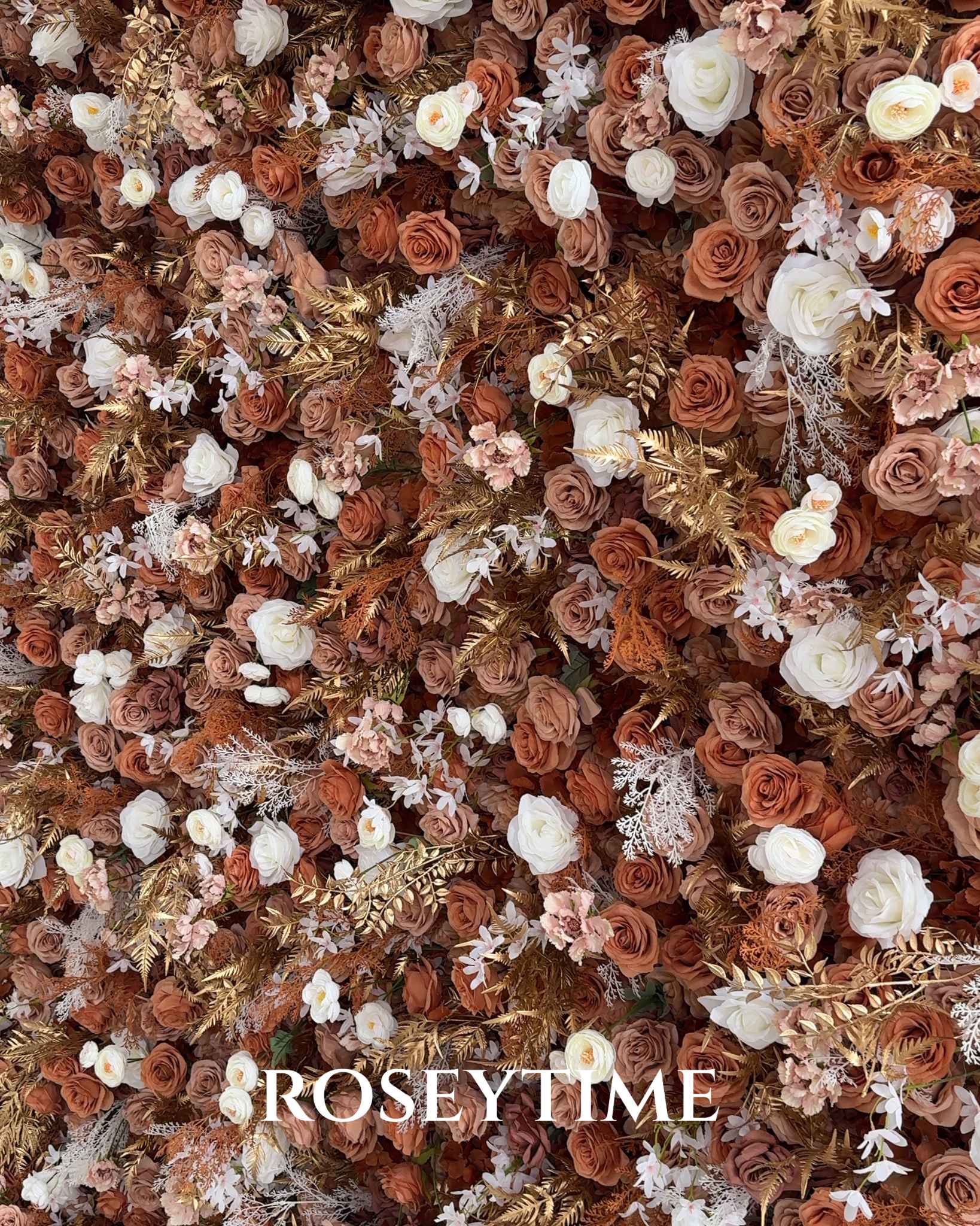 Roseytime 5D Brown Flower Wall Roll Up Fabric Back #RTW365