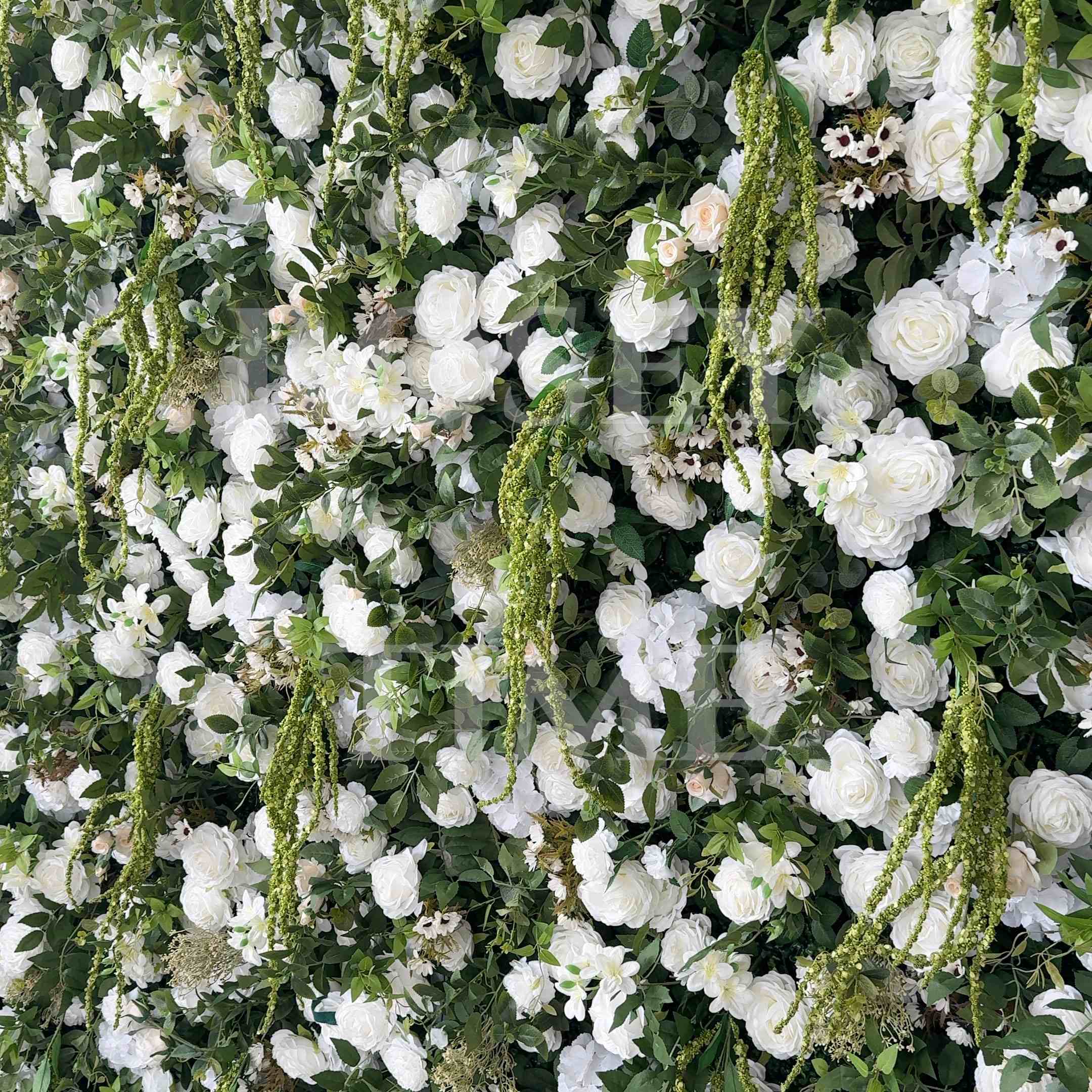 Roseytime 5D White&Green Flower Wall Roll Up Fabric Back #RTW373