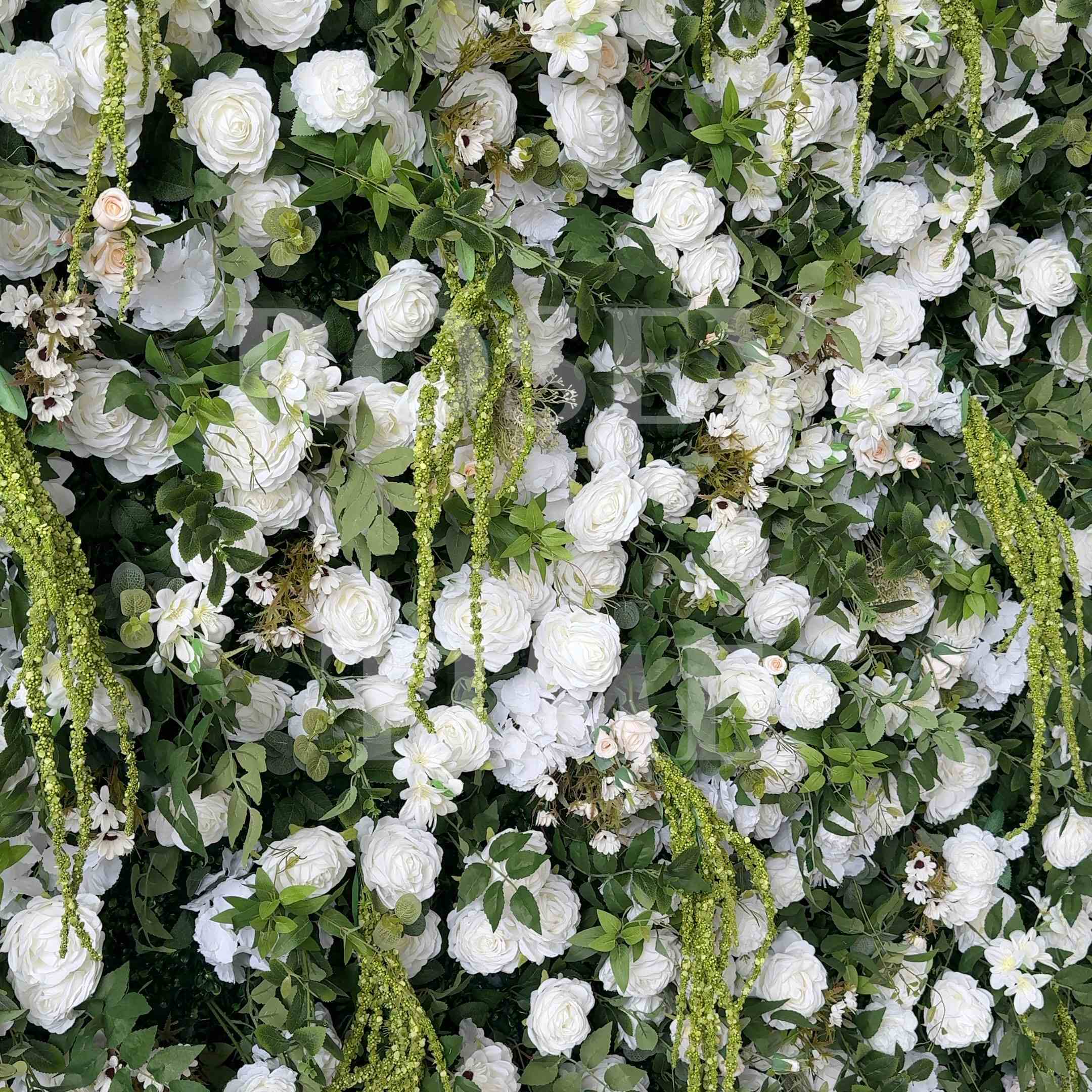 Roseytime 5D White&Green Flower Wall Roll Up Fabric Back #RTW373