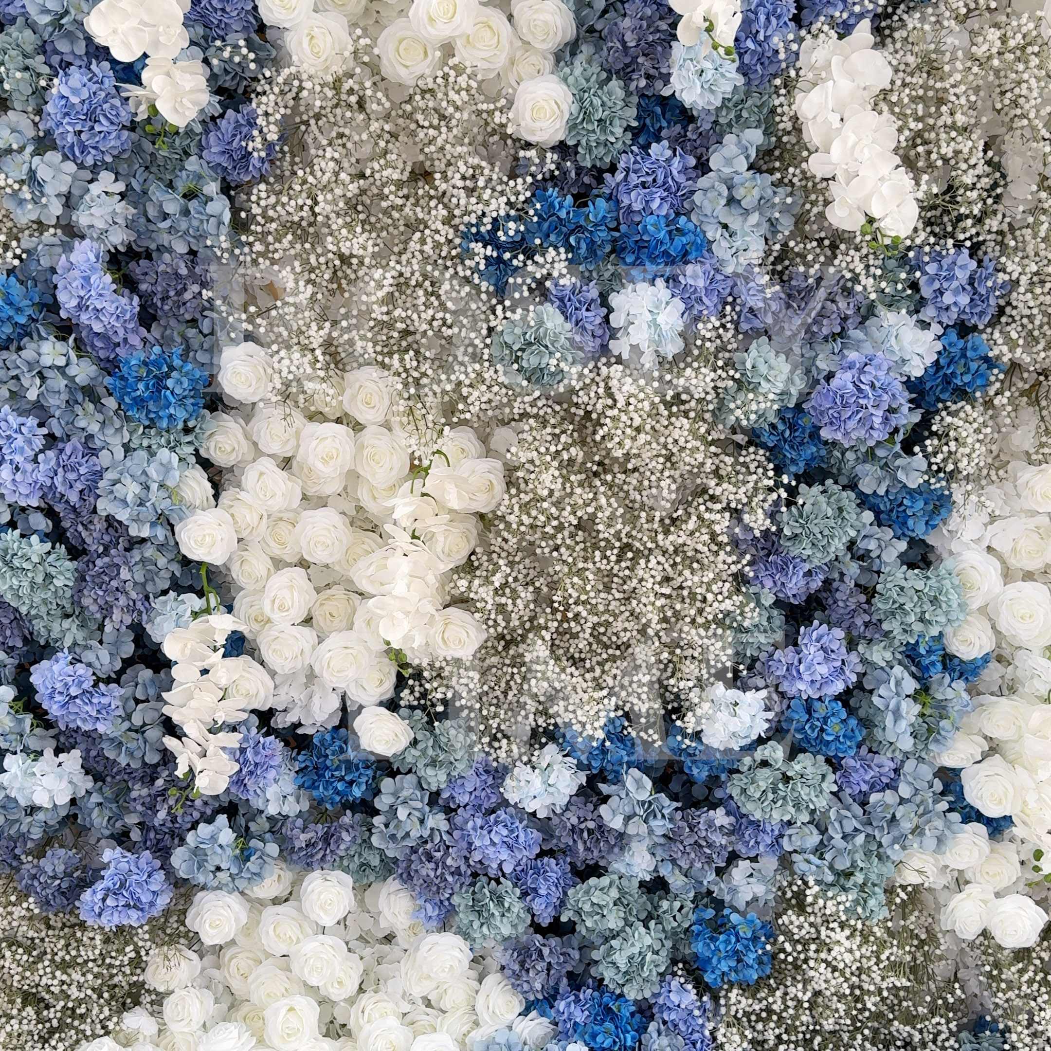 Roseytime 5D Ocean Mist Flower Wall Roll Up Fabric Back #RTW385