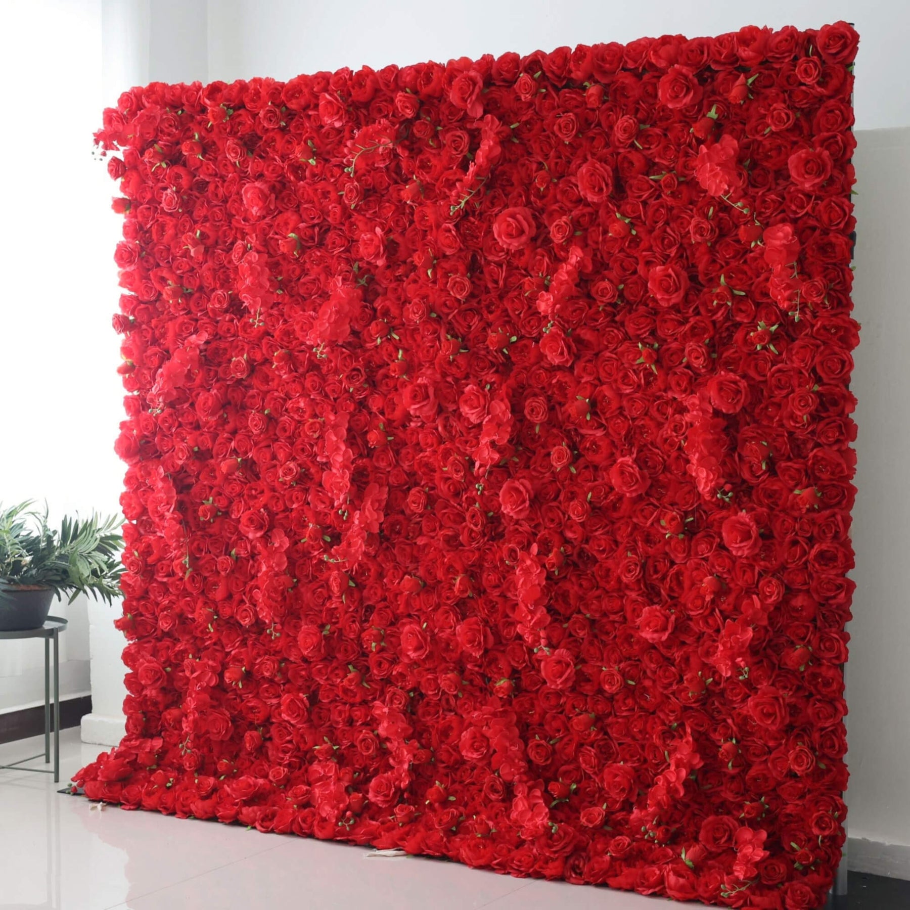 Roseytime Artificial Flower Wall Rolling Up Red Hanging Flowers Wedding Backdrop Decor for Birthday Event Party