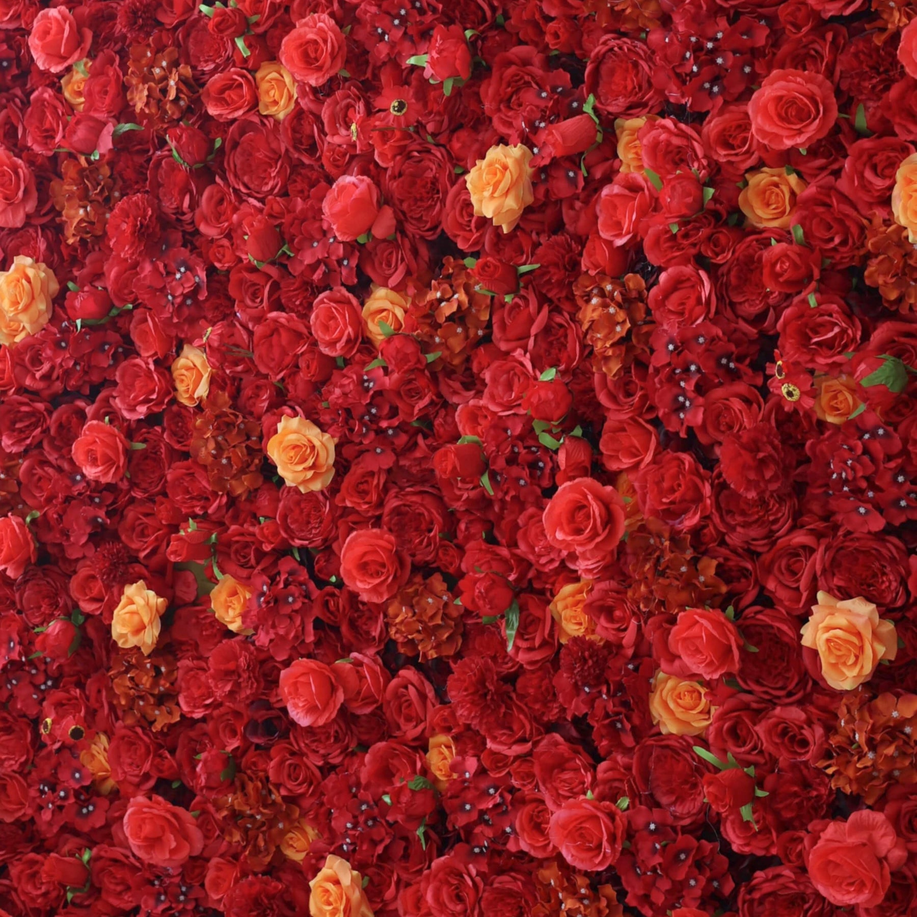 Roseytime Artificial Flower Wall Rolling Up Red&Yellow Hanging Flowers Wedding Backdrop Decor for Birthday Event Party