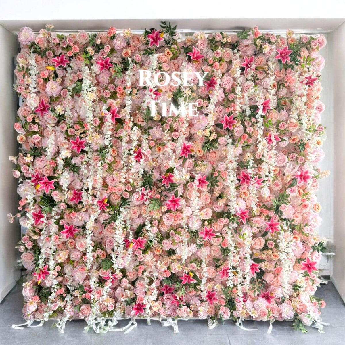 Roseytime 5D Pink Flower Wall Roll Up Fabric Back #RTW273