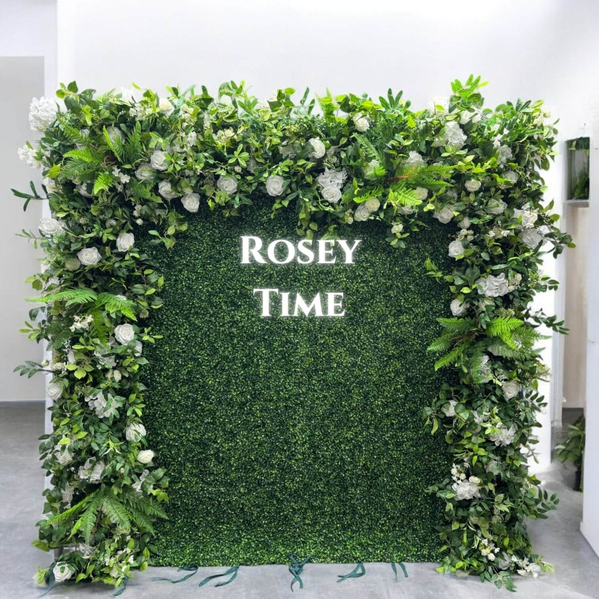 Roseytime Wedding Grass Flower Wall Roll Up Fabric Back Greenery Backdrop #RTW134