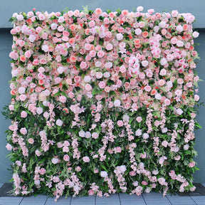 Roseytime 5D Pink Rose&Orchid Cloth Flower Wall for Wedding Birthday Baby Shower Party Decor