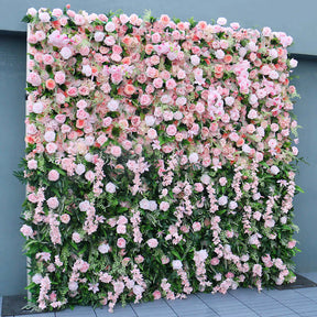 Roseytime 5D Pink Rose&Orchid Cloth Flower Wall for Wedding Birthday Baby Shower Party Decor