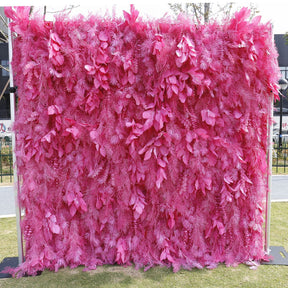 Roseytime 5D Hot Pink Pampas Wall Roll Up Fabric Back