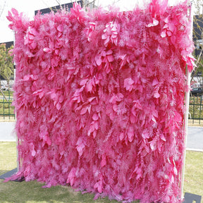 Roseytime 5D Hot Pink Pampas Wall Roll Up Fabric Back