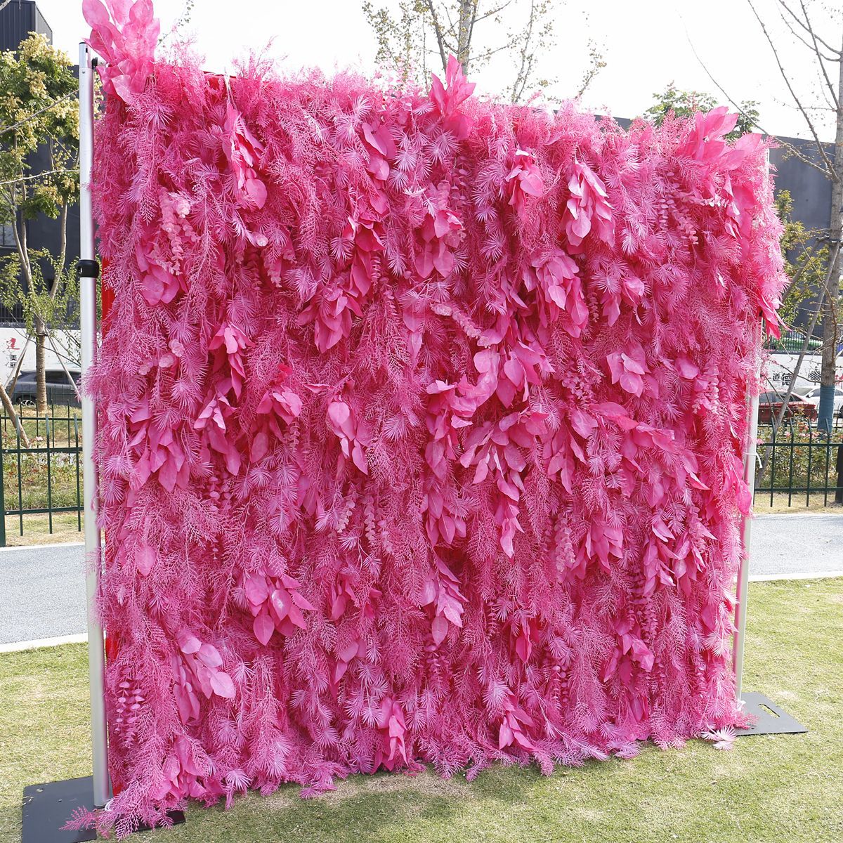 Roseytime 5D Hot Pink Pampas Wall Roll Up Fabric Back