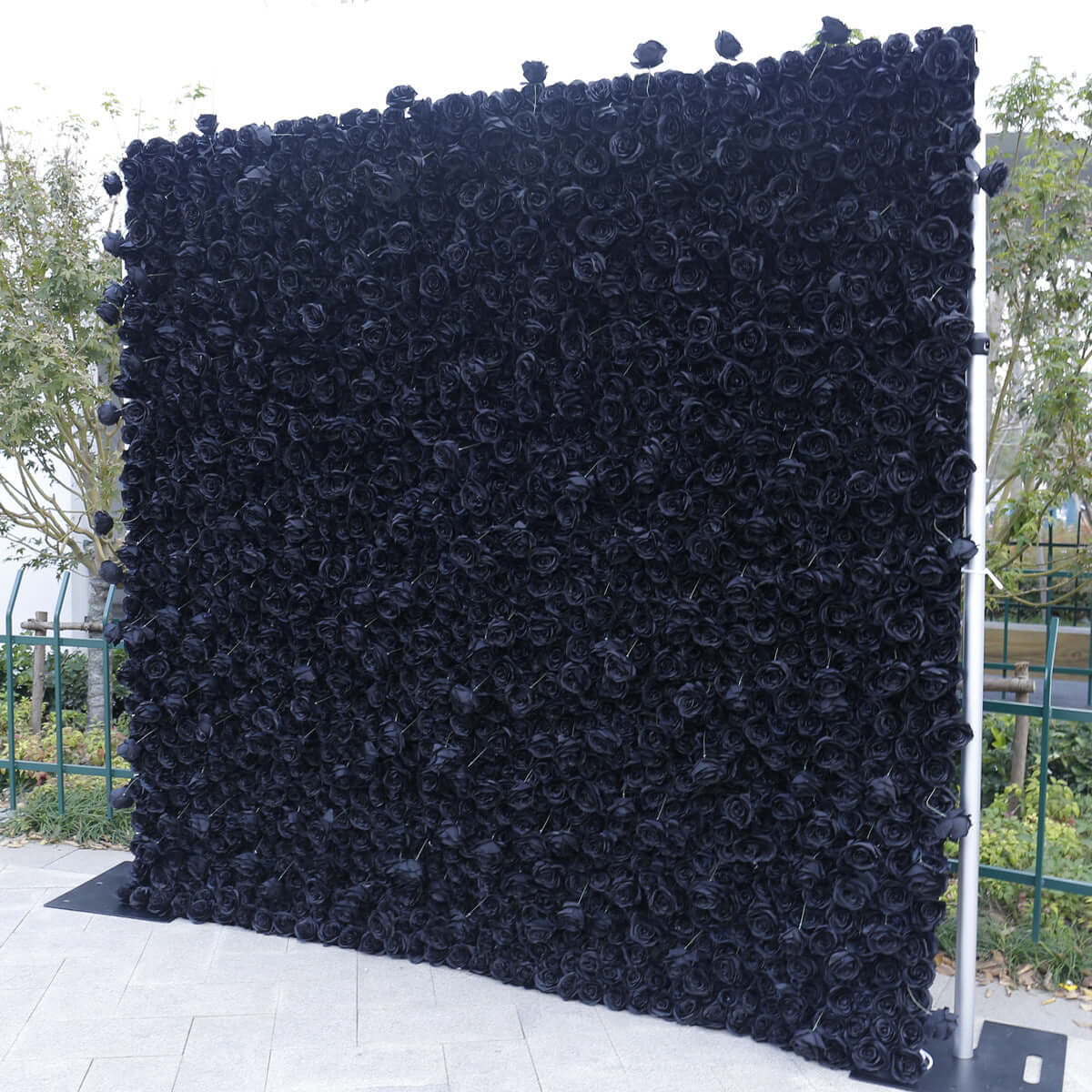 Roseytime 3D Black Roses Flower Wall Roll Up Fabric Back #RTW123