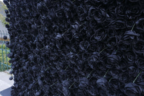 Roseytime 3D Black Roses Flower Wall Roll Up Fabric Back #RTW123