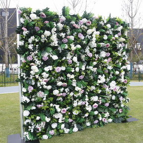 Roseytime Fairy Green Plants White Rose Fabric Cloth Flower Wall for Wedding Decoration