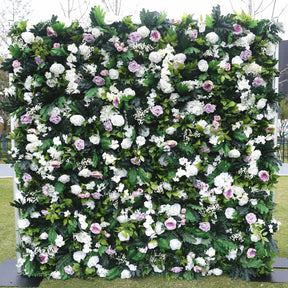 Roseytime Fairy Green Plants White Rose Fabric Cloth Flower Wall for Wedding Decoration