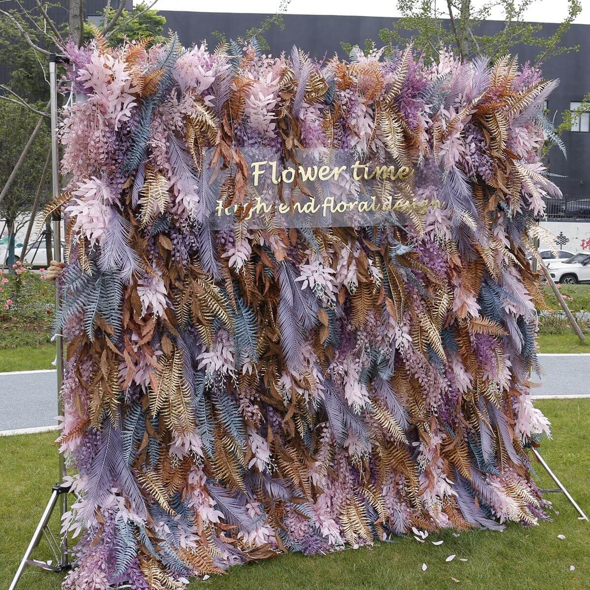 Roseytime 5D Purple Pampas Wall Roll Up Fabric Back #RTW136