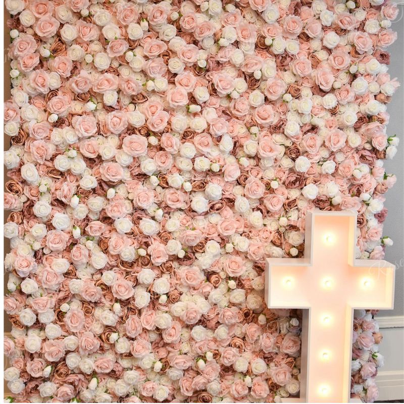 Roseytime 5D Pink Flower Wall Roll Up Fabric Back #RTW077