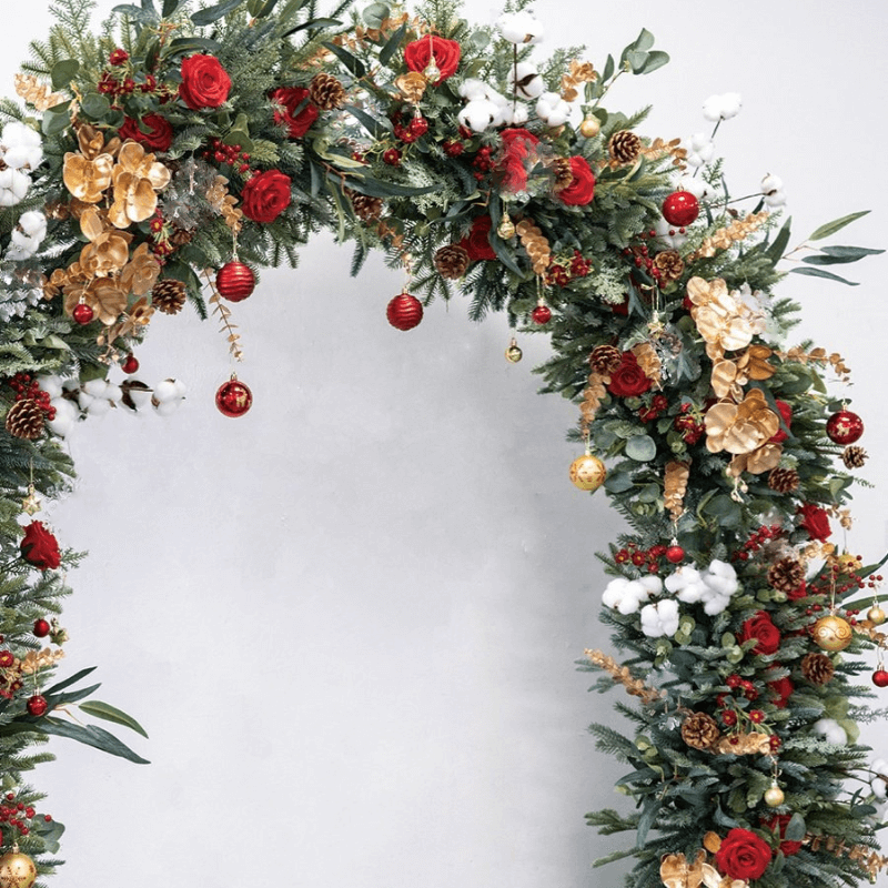 Roseytime Christmas Round Flower Arch Fabric Back#RTA044