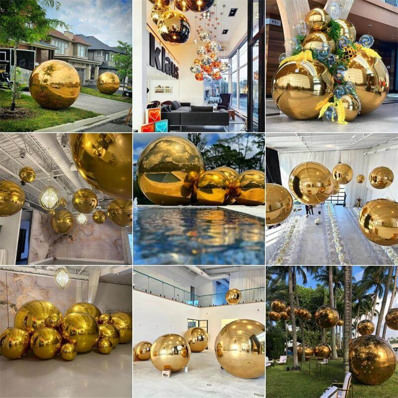 Roseytime Gold Big Shiny Inflatable Ball Reusable Giant Balloon Set