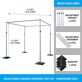 Roseytime Square Chuppah Stand 10'x 10'x 10'x 10′ Adjustment Pipe Drape Support Hardware Kit