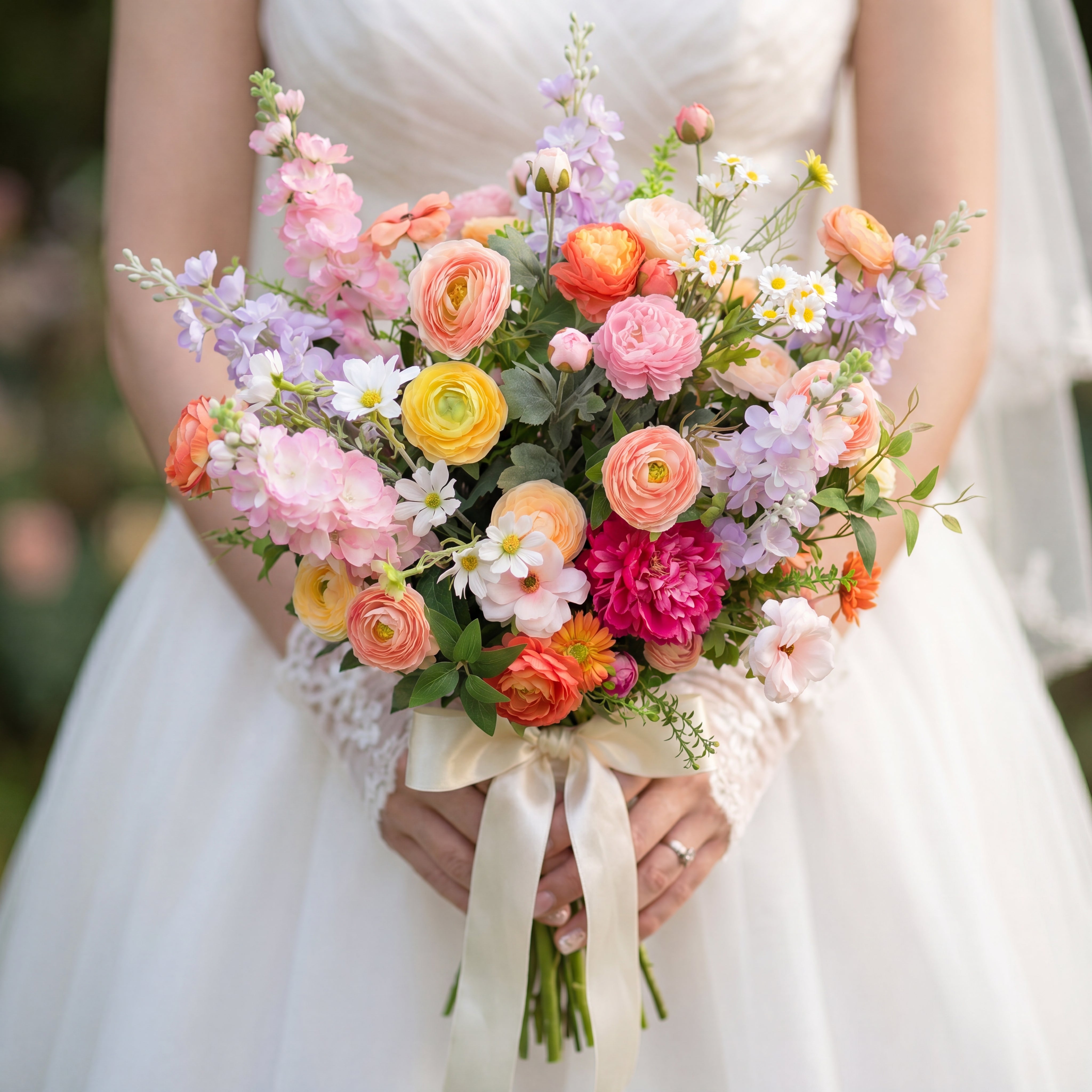 Roseytime Sunset Wildflower Bride/Bridesmaid Bouquet Flowers #RTBQ051