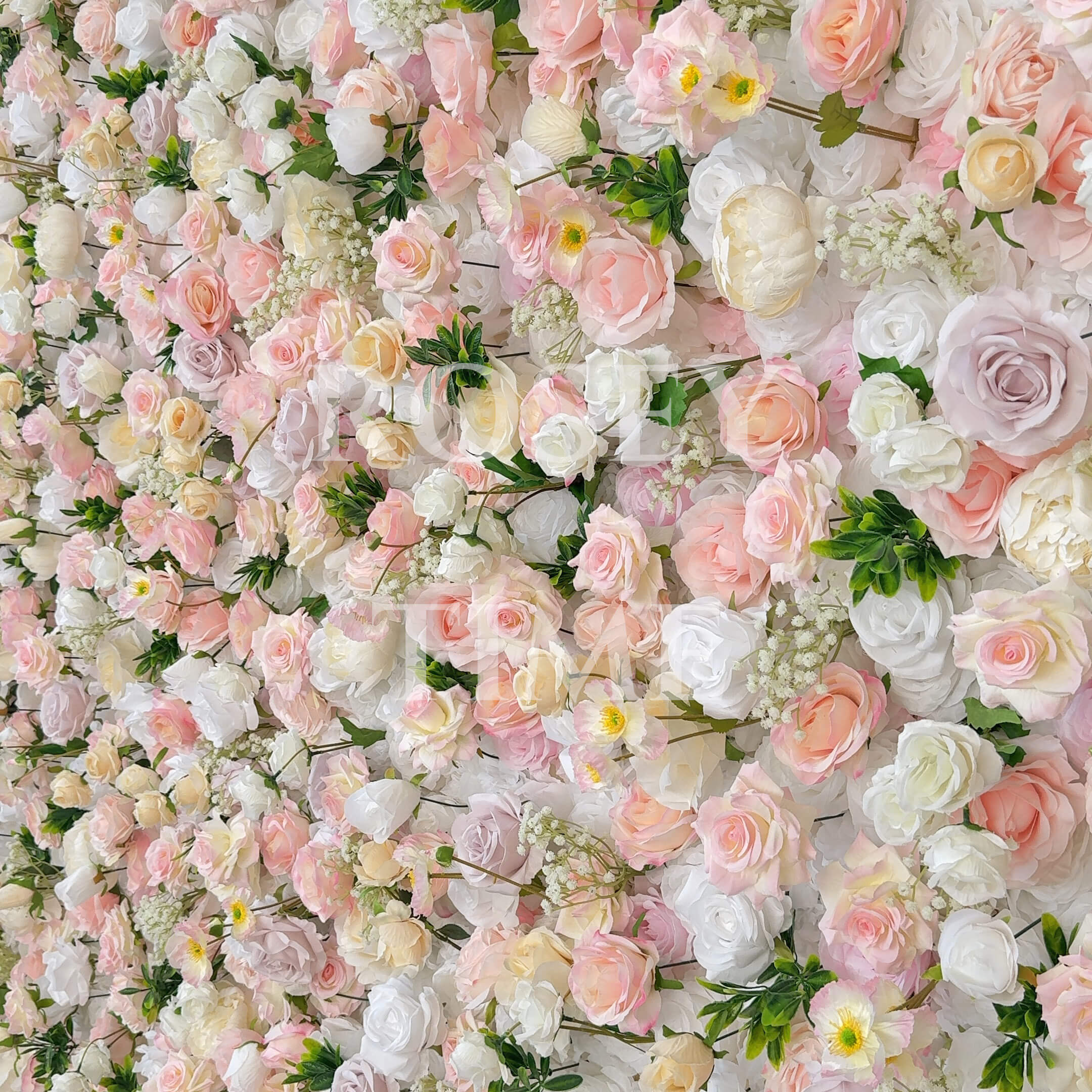 Roseytime 5D White&Pink Flower Wall Roll Up Fabric Back #RTW239