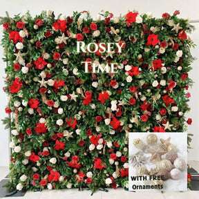 Roseytime 5D Christmas Flower Wall Roll Up Fabric Back #RTW269