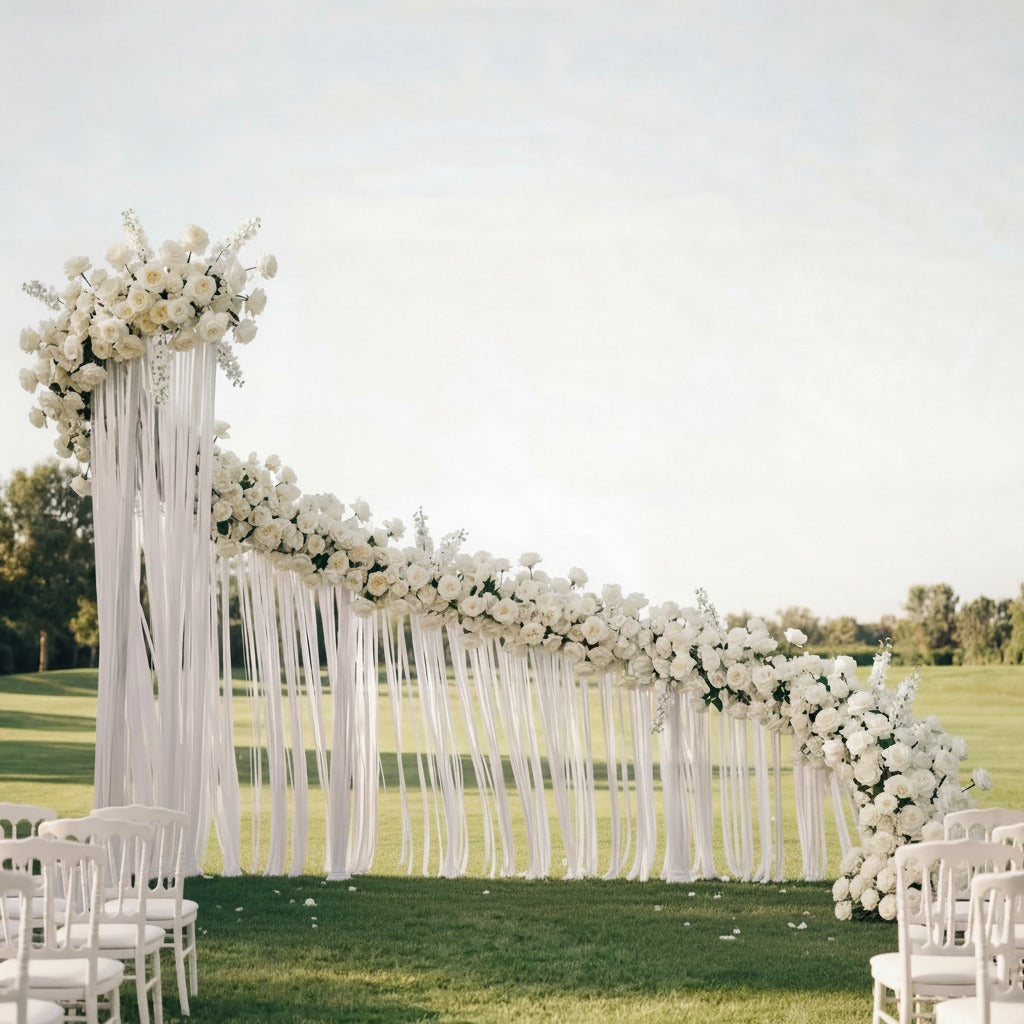 Roseytime White Roses S-Curve Flower Arch Arrangement #RTA465