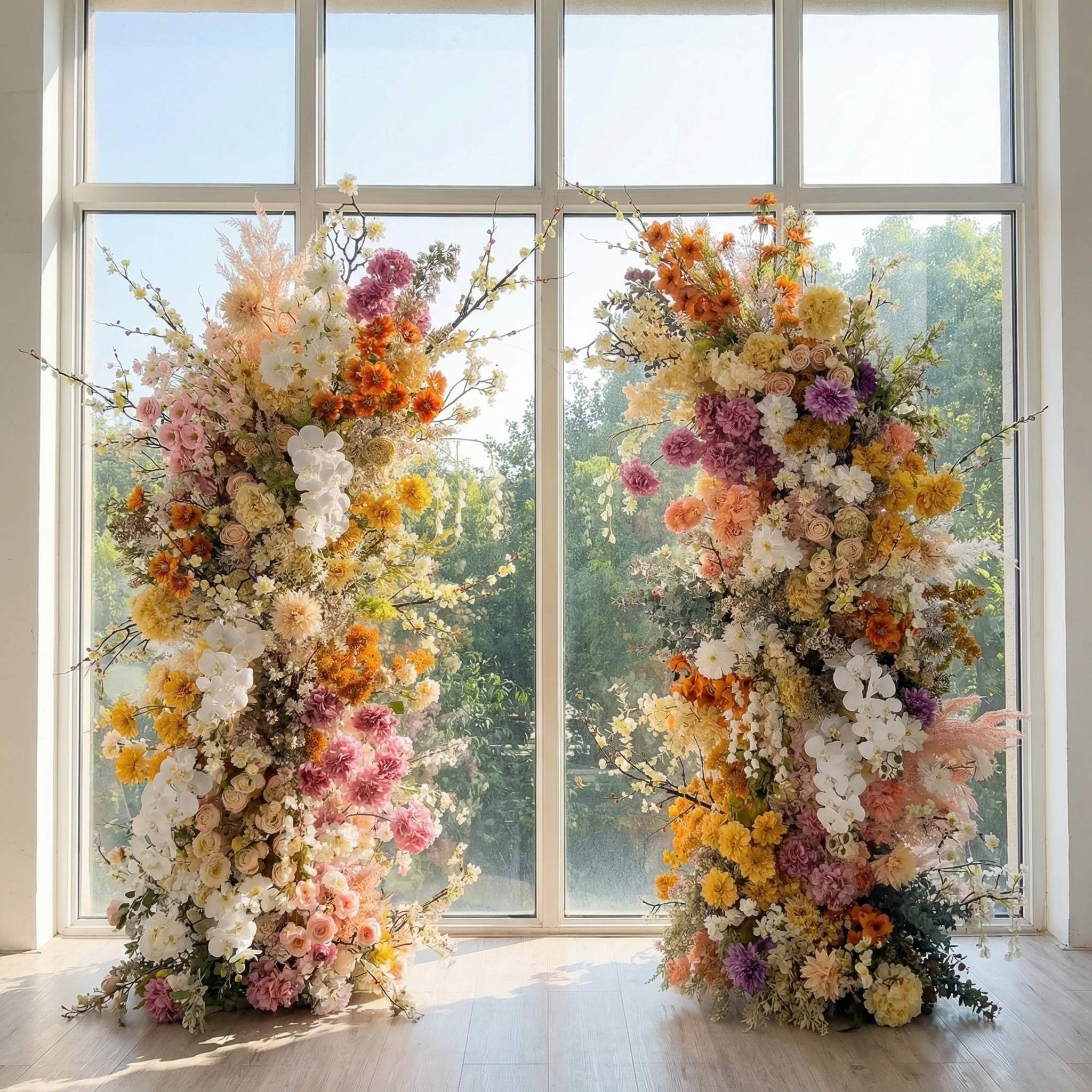 Roseytime Sun-Kissed Luxurious Flower Pillars Arch with Frame #RTP134