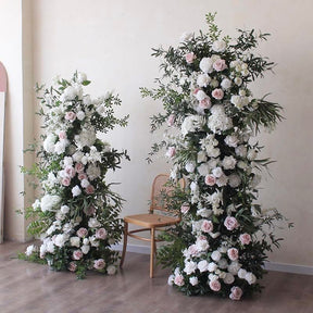 Roseytime Wedding White Pink Flower Pillars with Frame #RTP056