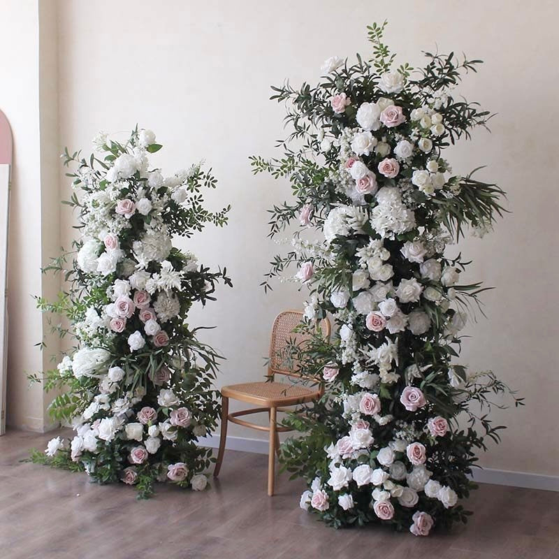 Roseytime Wedding White Pink Flower Pillars with Frame #RTP056